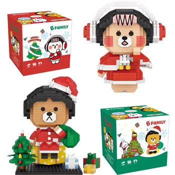 Nové MODULY Vianočný Darček Medveď Trend Model DIY Malé Stavebné Bloky Puzzle detské Hračky Nový Rok Darčeky