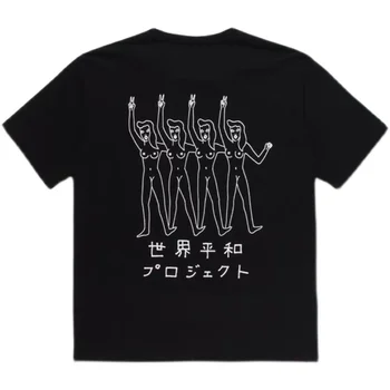 Japonsko Harajuku Štýl Zábavné Tlač Unisex Bavlna Voľné tričká Krátky Rukáv Crewneck Topy Lete Grafické Svetový Mier Tees