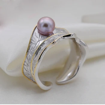 MeiBaPJ Módne 925 Sterling Silver Ring Ampty Skutočný Prírodný Pearl Flower Krúžok pre Ženy Jemné spoločenské a Svadobné Šperky