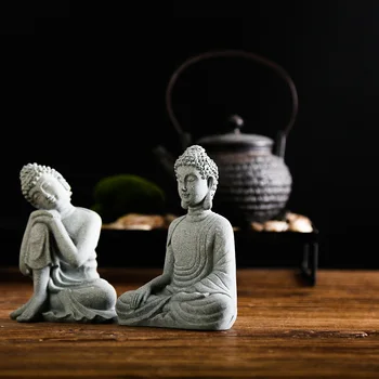 Mini Meditovať Sochu Budhu Zen Gesto Thajský Budhistický Figúrka Socha Domácej Kancelárii Záhradné Dekorácie, Ozdoby Remeslá