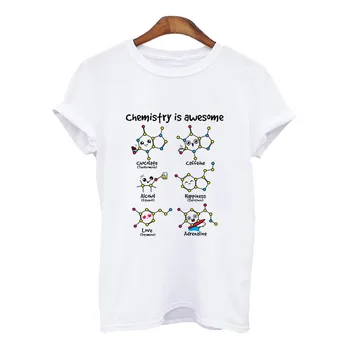Tričko Ženy kawaii Chémia je úžasné vytlačené zábavné grafické tees ženy harajuku letné biele tričko Ženský Čaj Topy