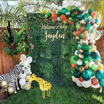 Jungle Safari Tému Party Balón Garland Auta Zvierat Balóny Palmové Listy pre Deti Chlapcov Narodeninová Párty, Baby Sprcha Dekorácie