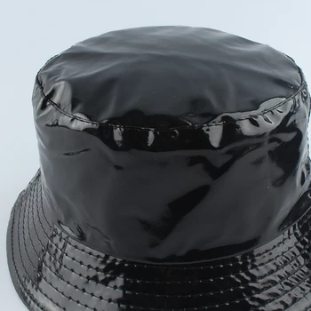 2021 Nové Módne Waterproof Black Vedierko Hat Reverzibilné Kožené Rybárske Čiapka Unisex Rybár Klobúky Hip hop Bežné Slnko Čiapky