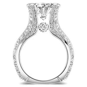 Luxusné 925 Striebro, Prstene, Šperky Okrúhly Zirkón Drahokamy Prst Prsteň pre Ženy, Svadobné Zapojenie Strana Darček Príslušenstvo Veľkoobchod
