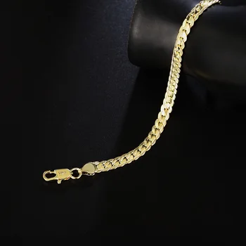 Lekani 925 pečiatka strieborná farba Náramok Jemné Šperky 5mm 20 cm Had Ploché Muž Reťazca, Náramok, Remienok/pulsera Pre Mužov