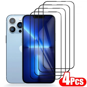4PCS Úplné Pokrytie Ochranné Sklo pre iPhone 13 11 12 Pro MAX XR XSMAX X XS 8 7 6 Plus 12/13MINI Screen Protector Tvrdené Sklo