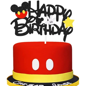 Mickey Mouse Strany Cítil handričkou Karikatúry Happy Birthday Cake Vňaťou Tortu Vlajky Svadobné Party Cupcake Dekor Baby Sprcha Dodávky