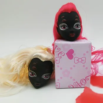 Deti Hračky Čiernou Tvárou Démona Bábiku Monster Hlavu s Parochňu Vlasy DIY Príslušenstvo Pre Monster High Bábiku Pre 1/6 BJD Doll House
