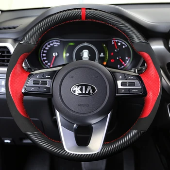 Pre Kia K2 fcrte K5 KX1 k3 sportage-R K4 Pegas K4 KX7 DIY vlastné semiš kožené auto, interiér, volant, kryt auto príslušenstvo