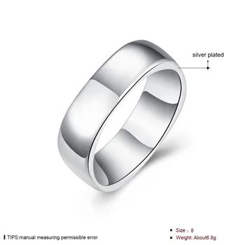 Vysoko Kvalitného Striebra 925 Krúžky Módne Jednoduché Námestie Kolo Prst Prstene Pre Ženy, Mužov Silver Kúzlo Šperky