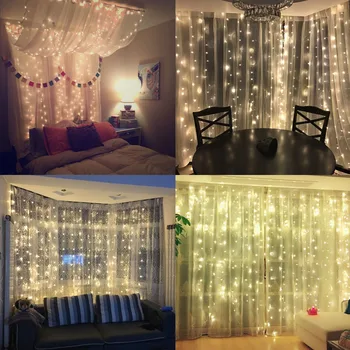 LED Závesy, Osvetlenie String Spálňa Dovolenku Víla Svetla Dekorácie Garland Na Okne Na Vianoce Nový Rok Svadby Strany