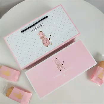 Nové Kreatívne Pásy Hot Pink Gold Ananás Tortu Box Candy Cookies Pečenie Darčeka Čokoláda Svadby, Narodeniny, Party Darčeková Taška Sada