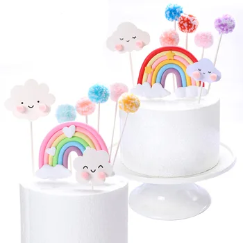 Nové Rainbow Cake Vňaťou Cartoon Cloud Narodeniny Cupcake Vňaťou Pre Svadby, Narodeniny, Party Piecť Tortu Dekorácie Baby Sprcha