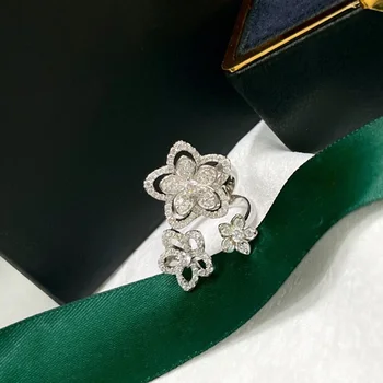 2022 Módne dámske Luxusné Značky Trend Datovania Manželstva Nevesta Dizajnér Milujú Šperky S Kamennými 925 Sterling Silver Prst Krúžky