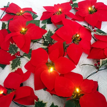 2M 10LED Svetlo Vianočné Kvet LED Reťazec Girlandy Na Vianočné Domáce Dekorácie Vianoce, Stromček, Ozdoby Nový Rok Stolové Dekorácie