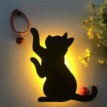 Led Senzor Nočné Svetlo Zvierat Mačka Zvuk Kontrolu Tieň Lampa Premietacie Svetlo Nástenné Svietidlo Pre Deti, Spálne, Domáce Dekorácie