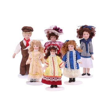 1Set 1:12 Miniatúrny domček pre bábiky Bábiky Model s Držiakom Retro Porcelánová Bábika Pekné Dievča Viktoriánskej Bábika Pre Dollhouse Domova