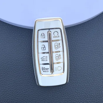 Auto TPU Tlačidlo Prípade Kryt Držiak Pre Hyundai Genesis GV70 GV80 GV90 2020 2021 2022 Tlačidlo Shell Krúžok Ochranné Príslušenstvo