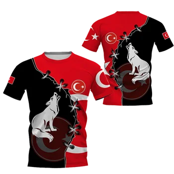 Turecký pánske T-Shirts Módne Krátky Rukáv Topy tureckú Vlajku Tlač Košele Letné Kolo Krku Nadrozmerné Oblečenie pre Mužov Camisa