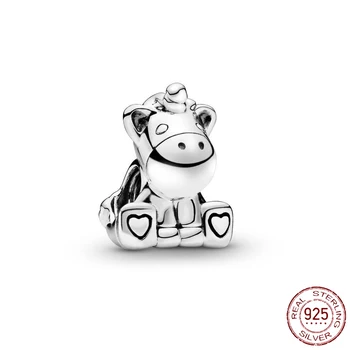 925 Sterling Silver Jednorožec Králik Pes, Mačka Ošípaných Načechraný Llam Kúzlo Perličiek Fit Pôvodné Pandora Náramok DIY Šperky Pre Ženy