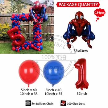 154pcs Disney Spiderman Balón Arch Garland Kit Black Red Latex Vzduchu Globos Narodeninovej Party Dekorácie, Detské Nafukovacie Sprcha