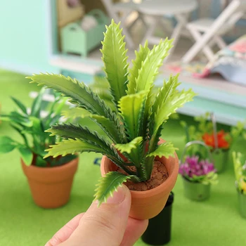 Hot predaj Mini Črepníkové Rastliny 1:12 domček pre bábiky Miniatúrny Strom Črepníkové Rastliny Zelené Rastliny Dekor
