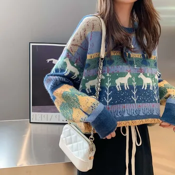 Pulóver sveter 2022 jeseň a v zime nový Japonský vonkajšie nosenie cocoon pulóver sveter dámy voľné kórejský pulóver sveter
