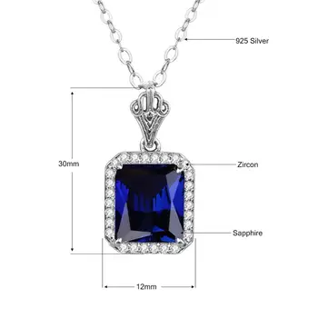 Szjinao Blue Sapphire Náhrdelník Retiazky 925 Sterling Silver Šperky Pre Ženy S Diamantmi Vintage Drahokam Joyeria Móda