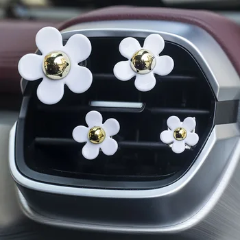 4pcs/set Akryl Daisy Auto Air Vent Dekorácie Mini Kvetinové Parfumy Air Vent Vôňa Klip Auto Assessoires Interiéru pre Ženy