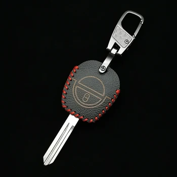 Hot Predaj Kožené Kľúča Vozidla Prípade Fob Kryt Pre Nissan Micra Almera Primera X-Trail 2 Tlačidlá Diaľkového Keychain Krúžok Na Peňaženky